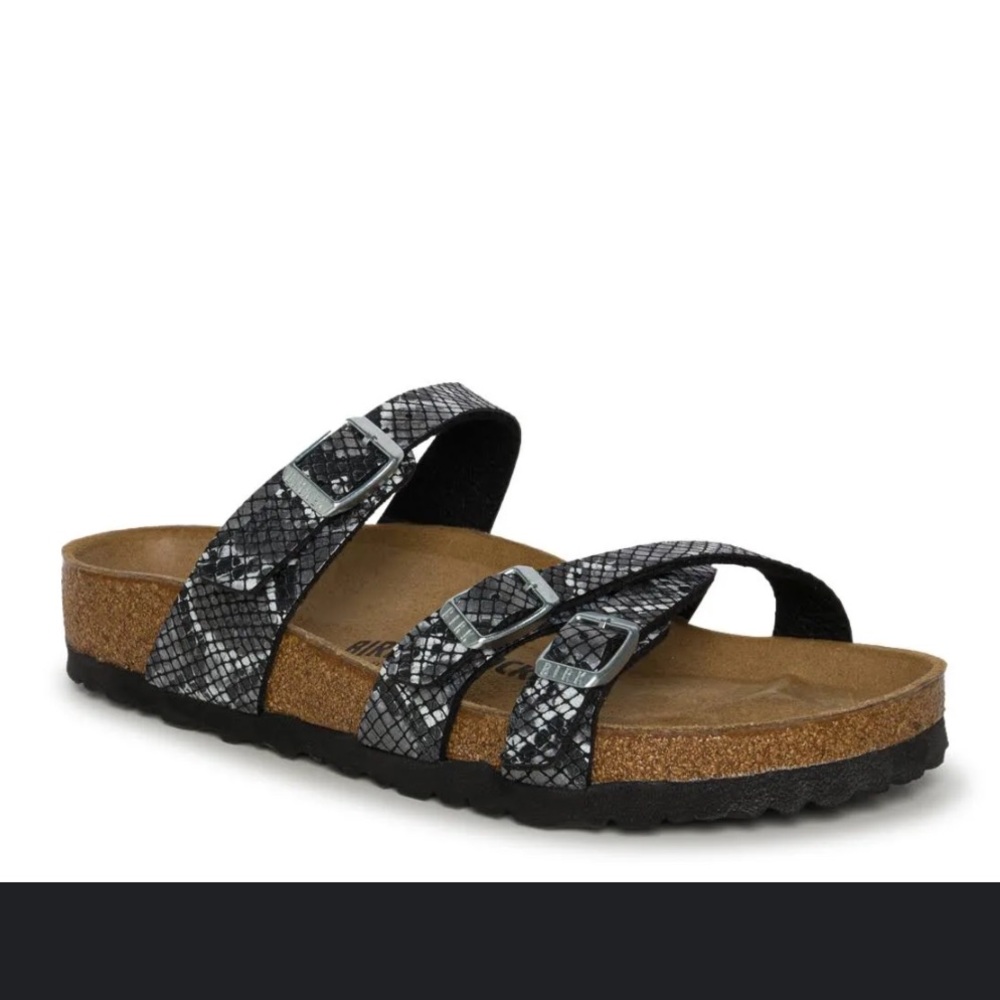 Birkenstock Franca black python sandals size 39
